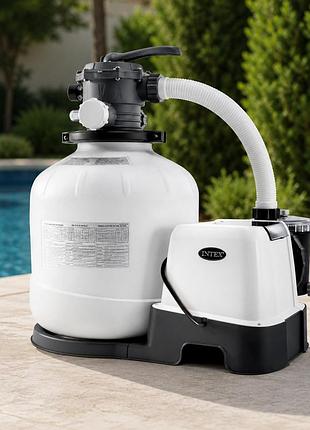 Пісочний насос з хлоргенератором intex 26680 (eco20220-2 / qx2600) 10000 л/год хлор 11 г/год фільтраційна установка для басейну