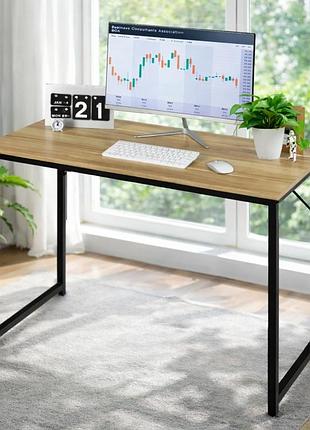 Письмовий стіл costway homart із сталевим каркасом натуральний 100×50×75см для дому офісу та навчання