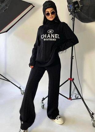 Женский теплый вязаный костюм зима chanel