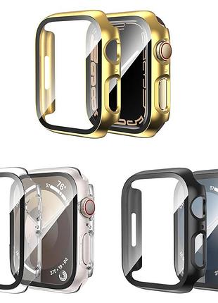 Набір 3 шт. захисний чохол зі склом для смарт годинника apple watch 41mm - watch 7, watch 8, watch 9. уцінка