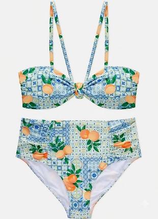 Яскравий роздільний купальник у сицилійському стилі від primark 🍊💙розмір м-l