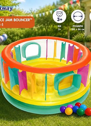 Надувний батут bestway 52262-1 "bounce jam bouncer" з міцного високоякісного пвх 180 х 86 см з кульками 10 шт.