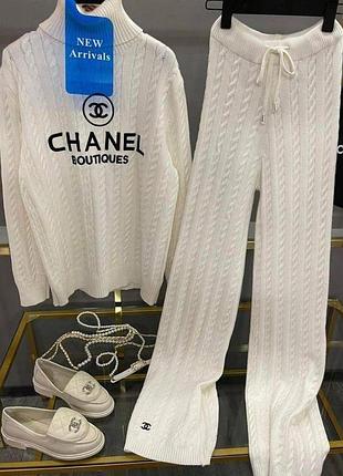 Женский теплый вязаный костюм зима chanel