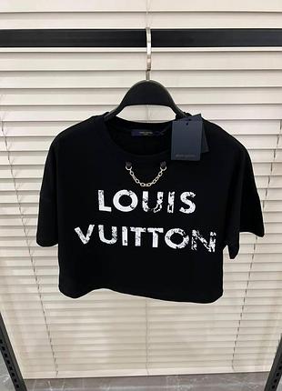 Lux качество женская укороченая футболка louis vuitton оверсайз