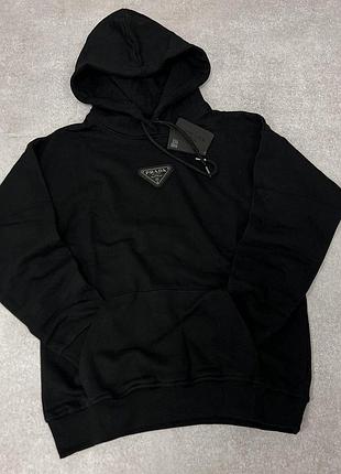 Женское черное худи prada | женская толстовка черный цвет прада m l xl xxl размер