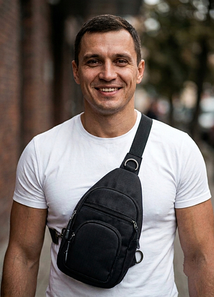 Сумка-слінг чоловіча personal чорна з cordura 1000 d