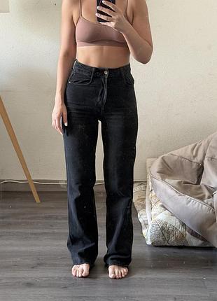 Джинси zara прямі з високою талією з щільного коттону