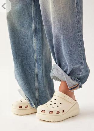 Crocs шлепанцы оригинал на платформе белые