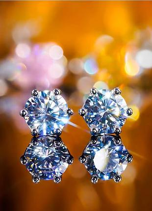 Серьги с муассанитами 2 ct. муассанит