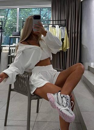 Костюм женский летний велюровый плюш молоко, ml
