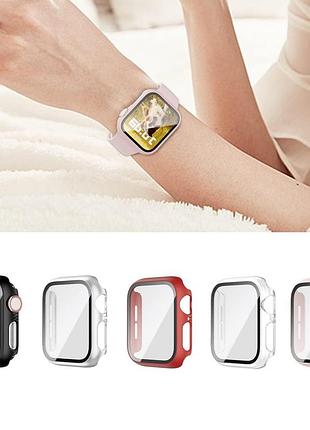 Набір 5 шт. захисний чохол зі склом для смарт годинника apple watch 40mm - 4, 5, 6, se