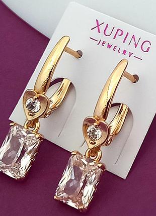 Сережки підвіски медзолото xuping jewelry 18k. 2,5 см.