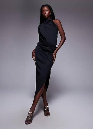 Сукня asos design чорна one shoulder midi dress scuba-style fabric