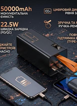 Портативний акумулятор 50000 маг із швидкою зарядкою 22,5 вт, потужний power bank із цифровим дисплеєм та швидкою зарядкою