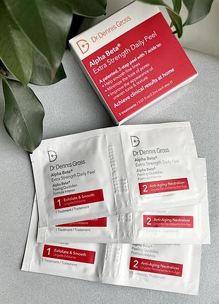 Кислотний пілінг dr.dennis gross alpha beta peel extra strength formula (у наборі 3 пластини по 2 серветки)