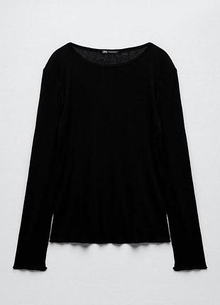 Жіночий напівпрозорий лонгслів чорного кольору zara у розмірі s