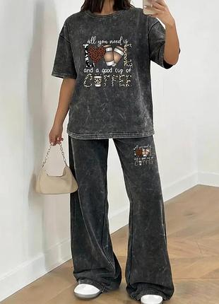 Стильный прогулочный, спортивный костюм с брюками, р. 2xl, наш 54-58, глубокий серый