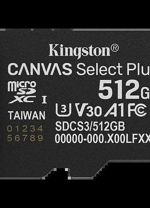 Модуль флеш-пам'яті microsdxc 512gb uhs-i class 10 kingston canvas select plus r150mb/s (sdcs3/512gbsp)