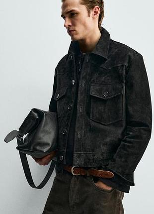 Чоловіча куртка бомпер з натуральної замші zara man m розміру