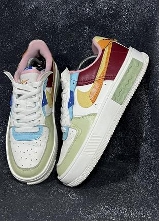 Кросівки різнокольорові жіночі nike air force 1 fontanka