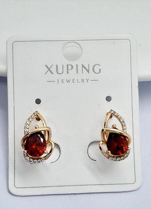 Сережки листочки медзолото xuping jewelry 18k. 1,5 см.