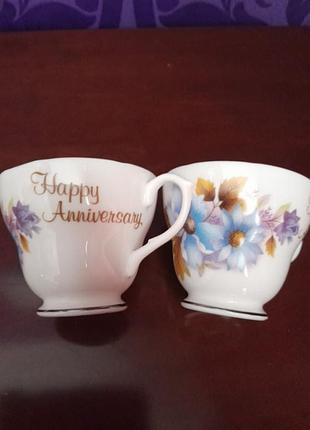 Винтажная чайная чашка из запоминающейся праздничной серии "happy anniversary"