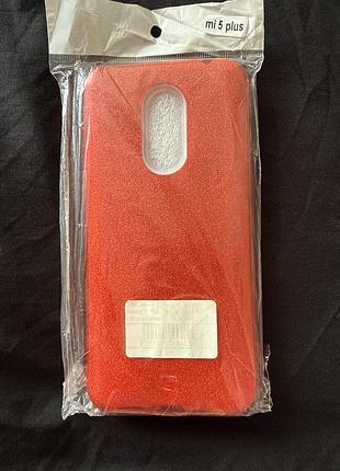Новий чехол на телефон redmi 5 plus і redmi note 5 червоного кольору з блискітками, стан новий