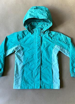 Куртка дитяча для дівчинки waterproof mountain warehouse 7-8 років 122-128 см | бірюзова з капюшоном