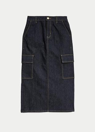 Джинсова міді спідниця карго marks and spencer