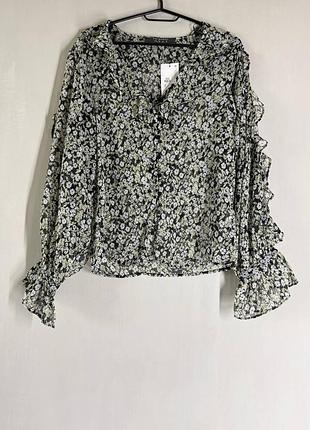 Стильная шифоновая блуза в цветочный принт primark, размер s (eur 36 / u9 8)