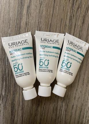 Uriage hyséac mat fluide hydratant matifiant spf50+  назначение: матирующий увлажняющий флюид с очень высокой степенью защиты от солнца, разработанный
