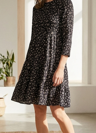 Платье zara в мелкий цветочек ярусное (жатка) - xl