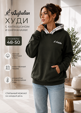 Брендове тепле худі толстовка з капюшоном і кишенями оверсайз