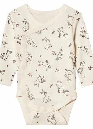 Боді з довгими рукавами для дівчинки lupilu ecoprint 479298 062-68 см (2-6 міс.) білий