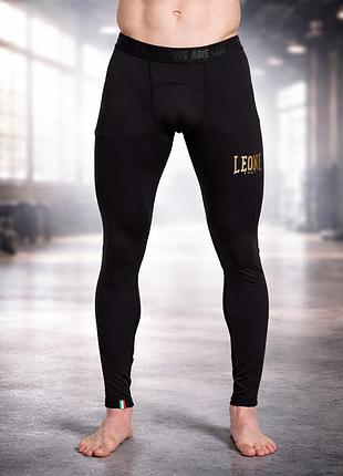 Компрессионные штаны leone black/gold размер l мужские спортивные леггинсы для бокса мма и тренировок