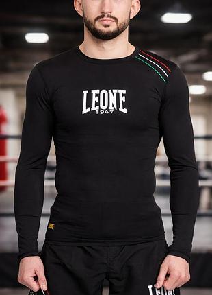 Рашгард с длинным рукавом leone flag black размер 2xl компрессионная спортивная кофта для мма греплинга и тренировок