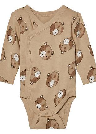 Боди с длинными рукавами для мальчика lupilu ecoprint 479299 050-56 см (0-2 months) коричневый