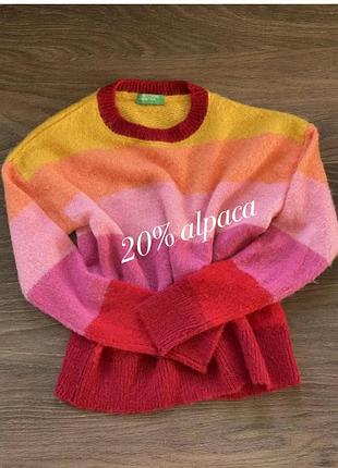 Яскравий светр united colors of benetton з альпаки, xs