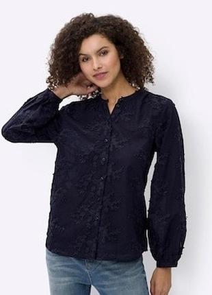 Heine 💙 хлопковая рубашка с объемной вышивкой 100% хлопок xl/xxl 46 eu