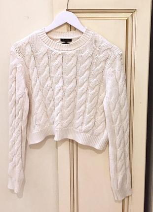 Светр massimo dutti cable thick knit ivory cream  crew sweater оригінал.зі свіжих колекцій
