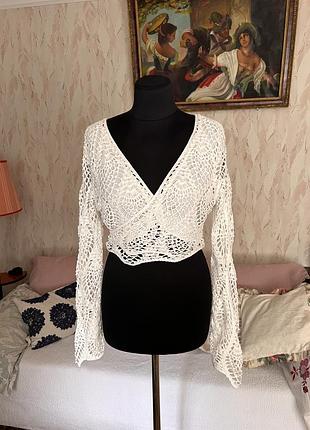 Жіночий ажурний в’язаний топ empowa | boho • cottagecore • festival