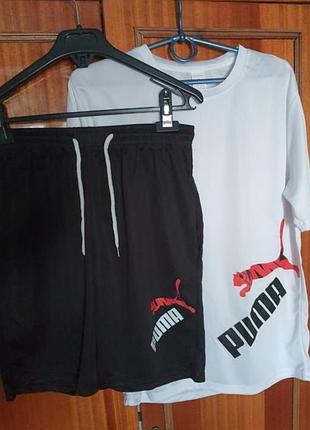 Puma летний стильный костюм шорты футболка