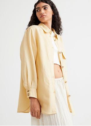 Красива оверсайз сорочка з льоном h&m