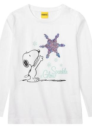 Футболка-лонгслив с пайетками перевертышами для девочки disney peanuts 392170 122-128 см (6-8 years) белый