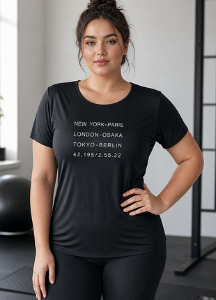 Швидкосохнуча 🏃‍♀️ чорна спортивна футболка h&m sport 🖤 жіноча футболка для бігу та залу ⚡ розмір l