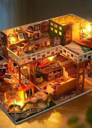 Румбокс вілла мрії roombox villa dream cottage diy miniature house kit інтер'єрний конструктор td-59 + купол