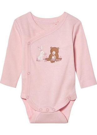 Боді з довгими рукавами для дівчинки lupilu ecoprint 479298 050-56 см (0-2 months) рожевий