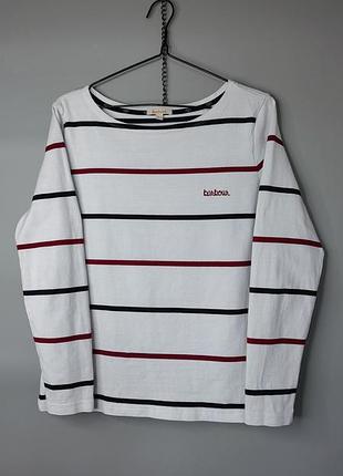 Barbour свитшот лонгслив в полоску полоска принт женский качественный длинный рукав белый красный синий цвет база кэжуал стиль хлопок размер 14 l