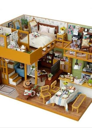 Румбокс затишна двоповерхова резиденція roombox cozy two-story residence diy miniature house kit інтер'єрний конструктор td-55
