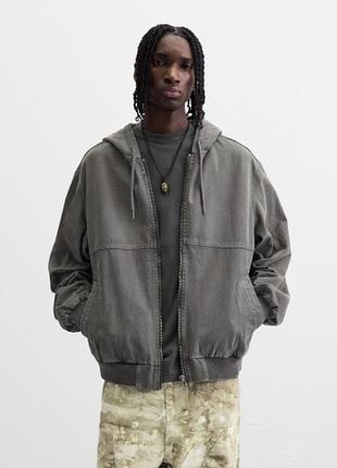Куртка zara бомбер котоновий 6987/353 light grey